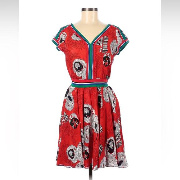 Rmo and Jul red floral print fit and flare dress, size med - Picture 2 of 7